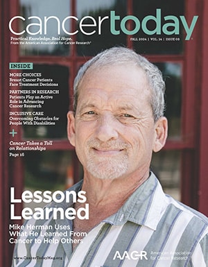 The cover of the fall issue of Cancer Today featured patient advocate Mike Herman.